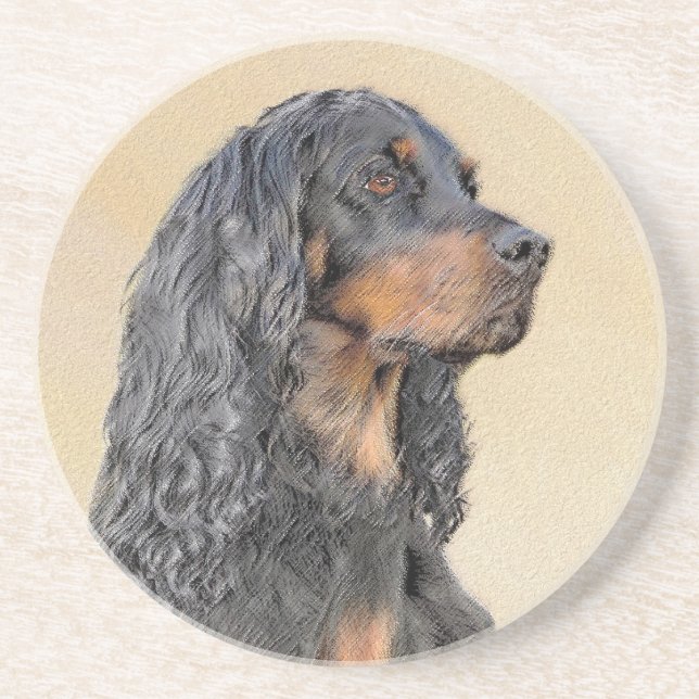 Gordon Setter Painting - Cute Original Dog Art Coaster (Front)