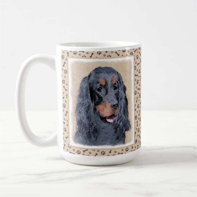 Gordon Setter Painting - Cute Original Dog Art Coffee Mug (Left)