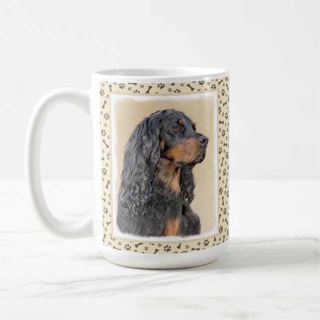 Gordon Setter Painting - Cute Original Dog Art Coffee Mug (Left)