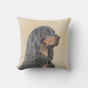 Gordon Setter Painting - Cute Original Dog Art Cushion