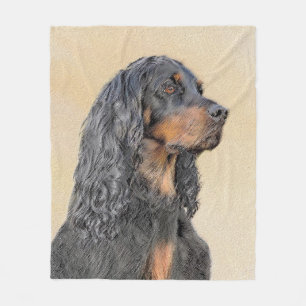 Gordon Setter Painting - Cute Original Dog Art Fleece Blanket
