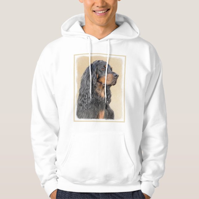 Gordon Setter Painting - Cute Original Dog Art Hoodie (Front)