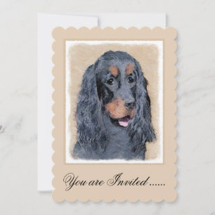 Gordon Setter Painting - Cute Original Dog Art Invitation
