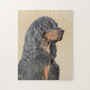 Gordon Setter Painting - Cute Original Dog Art Jigsaw Puzzle