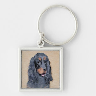 Gordon Setter Painting - Cute Original Dog Art Key Ring