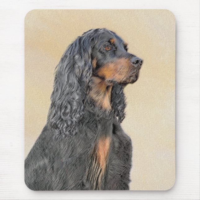 Gordon Setter Painting - Cute Original Dog Art Mouse Pad (Front)