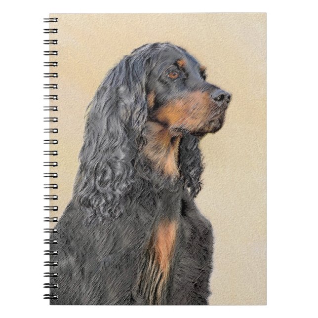 Gordon Setter Painting - Cute Original Dog Art Notebook (Front)