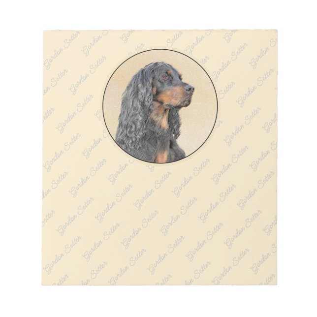Gordon Setter Painting - Cute Original Dog Art Notepad (Front)