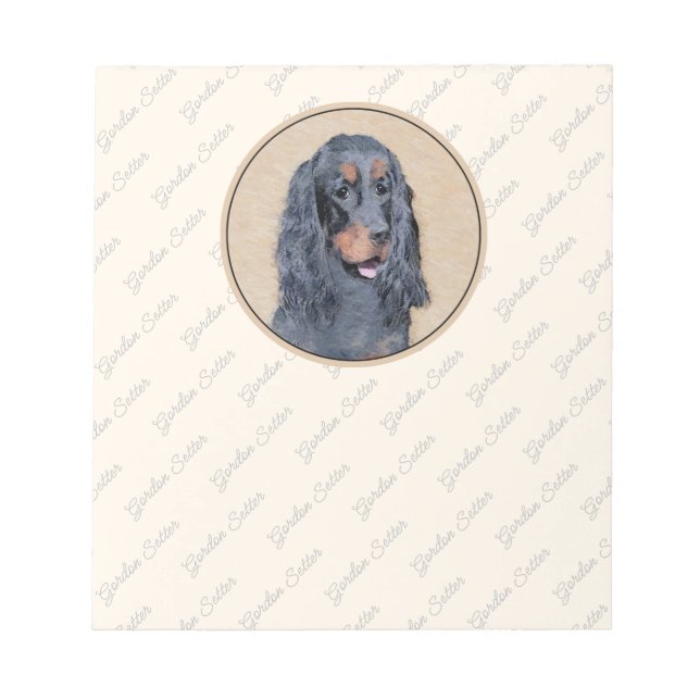 Gordon Setter Painting - Cute Original Dog Art Notepad (Front)