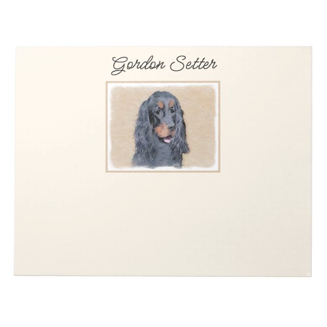 Gordon Setter Painting - Cute Original Dog Art Notepad (Front)