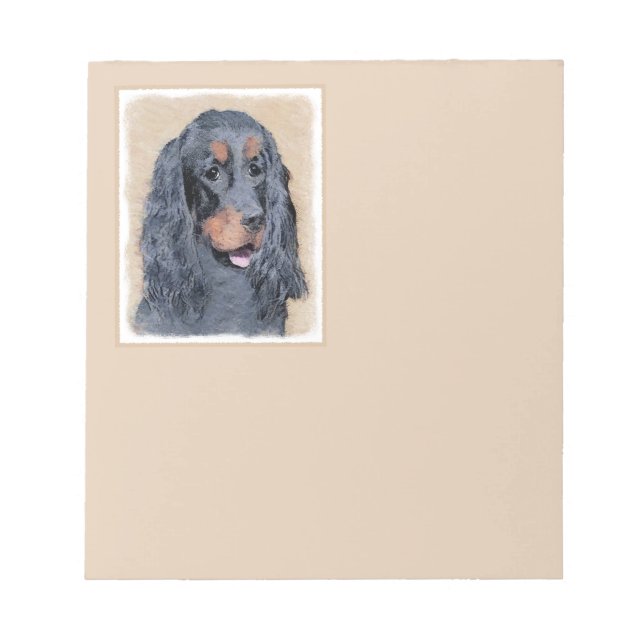 Gordon Setter Painting - Cute Original Dog Art Notepad (Front)