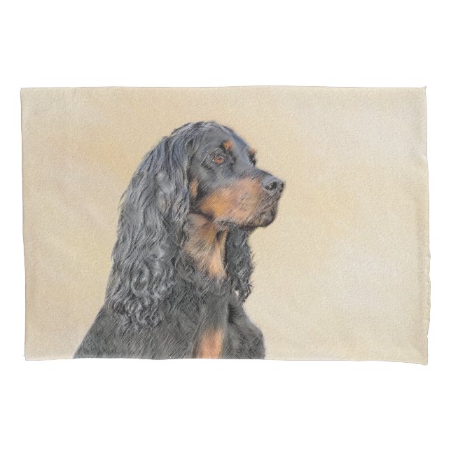 Gordon Setter Painting - Cute Original Dog Art Pillowcase (Front)