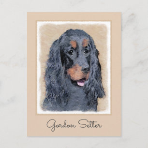 Gordon Setter Painting - Cute Original Dog Art Postcard