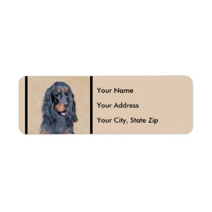 Gordon Setter Painting - Cute Original Dog Art Return Address Label