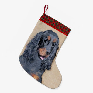 Gordon Setter Painting - Cute Original Dog Art Small Christmas Stocking