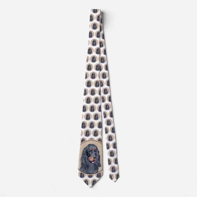 Gordon Setter Painting - Cute Original Dog Art Tie (Front)