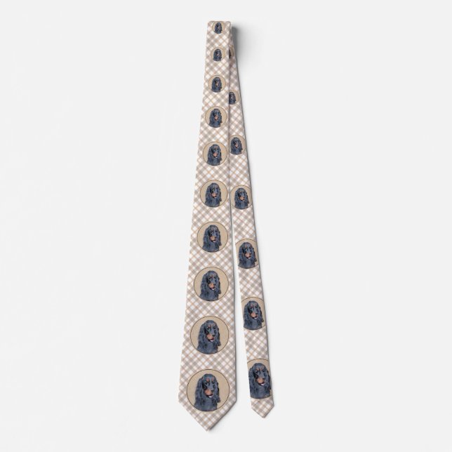 Gordon Setter Painting - Cute Original Dog Art Tie (Front)