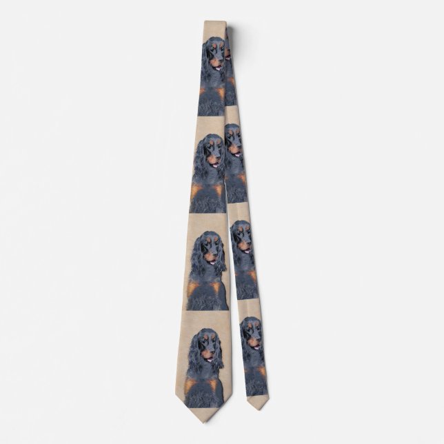 Gordon Setter Painting - Cute Original Dog Art Tie (Front)