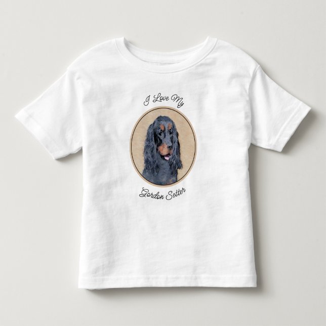 Gordon Setter Painting - Cute Original Dog Art Toddler T-Shirt (Front)