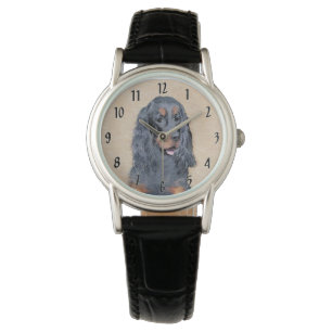 Gordon Setter Painting - Cute Original Dog Art Watch