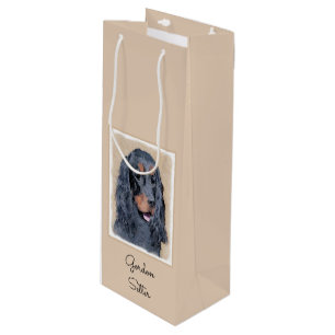 Gordon Setter Painting - Cute Original Dog Art Wine Gift Bag