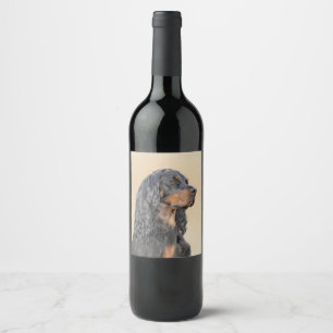 Gordon Setter Painting - Cute Original Dog Art Wine Label