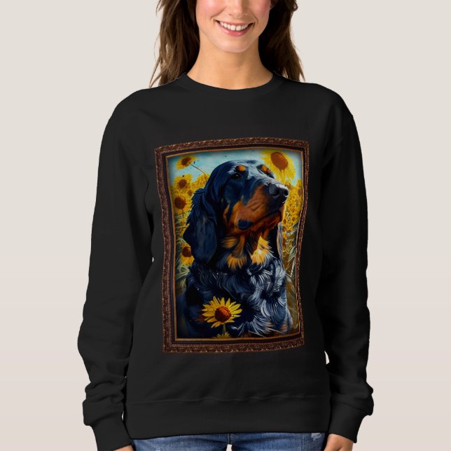 Gordon Setter Painting Sunflower Flower Mom Women  Sweatshirt (Front)