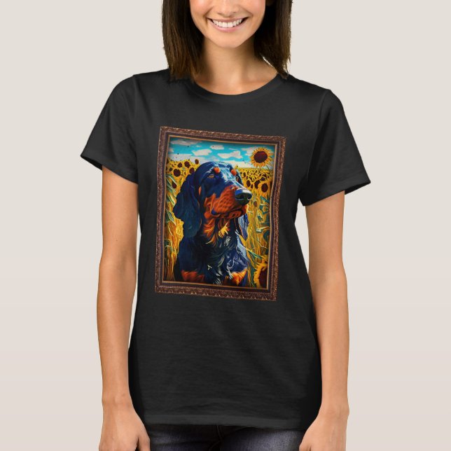 Gordon Setter Painting Sunflower Flower Mom Women  T-Shirt (Front)