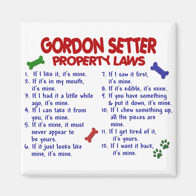 GORDON SETTER Property Laws 2 Magnet (Front)