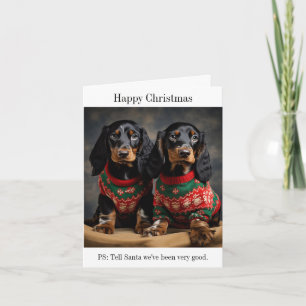 Gordon Setter Puppies in Christmas Sweaters Card