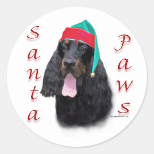 Gordon Setter Santa Paws Classic Round Sticker