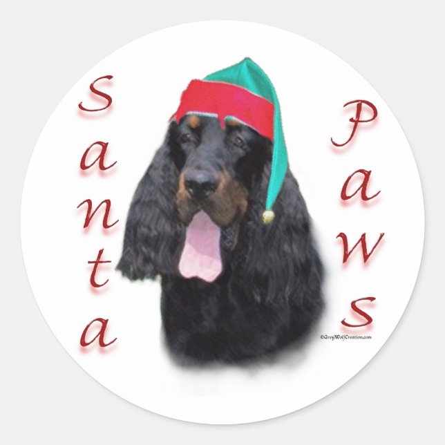 Gordon Setter Santa Paws Classic Round Sticker (Front)