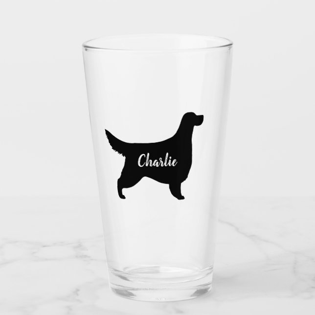 Gordon Setter Silhouette Personalised Dog Lover's Glass (Front)