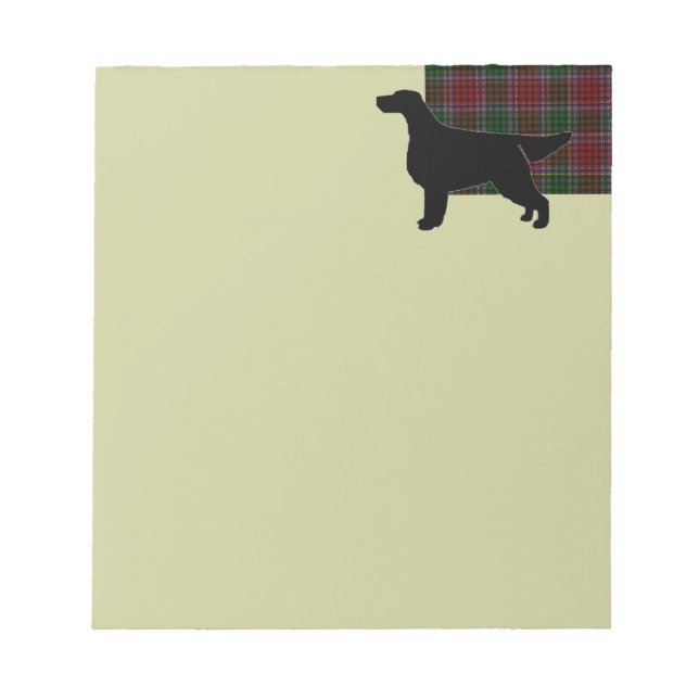Gordon Setter Silhouetted on Clan Gordon Tartan Notepad (Front)