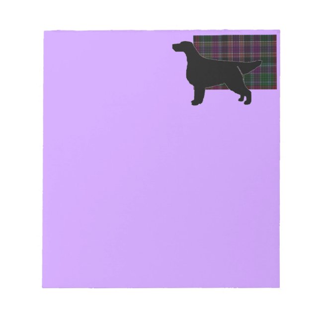 Gordon Setter Silhouetted on Clan Gordon Tartan Notepad (Front)
