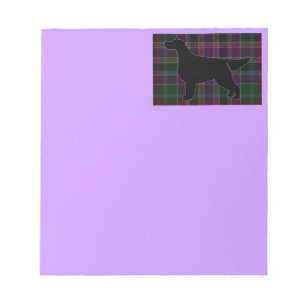 Gordon Setter Silhouetted on Clan Gordon Tartan Notepad