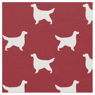 Gordon Setter Silhouettes Pattern Red and White Fabric