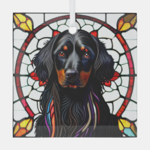 Gordon Setter "Stained Glass" Glass Tree Decoration