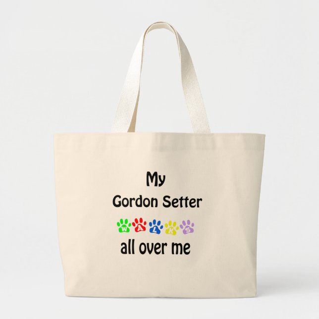 Gordon Setter Walks Design Large Tote Bag (Front)