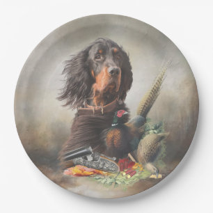 Gordon setter with pheasants, Art    Paper Plate