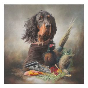 Gordon setter with pheasants, Art  Poster