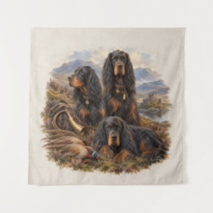 Gordon setter with pheasants, Art Tapestry