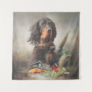 Gordon setter with pheasants, Art Tapestry