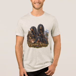 Gordon setter with pheasants, Art Tri-Blend Shirt