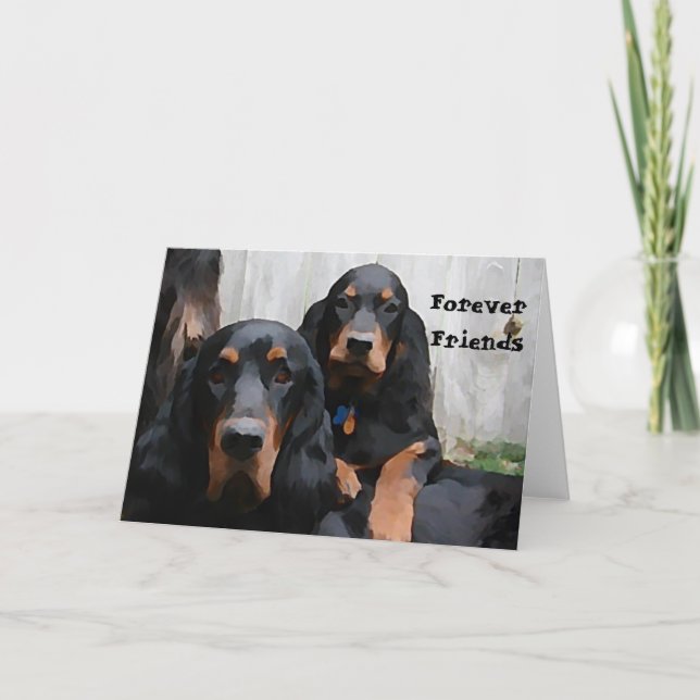 Gordon Setters Forever Friends Painting Note Card (Front)