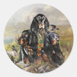 Gordon Setters , Passion for Birds , Art Classic Round Sticker