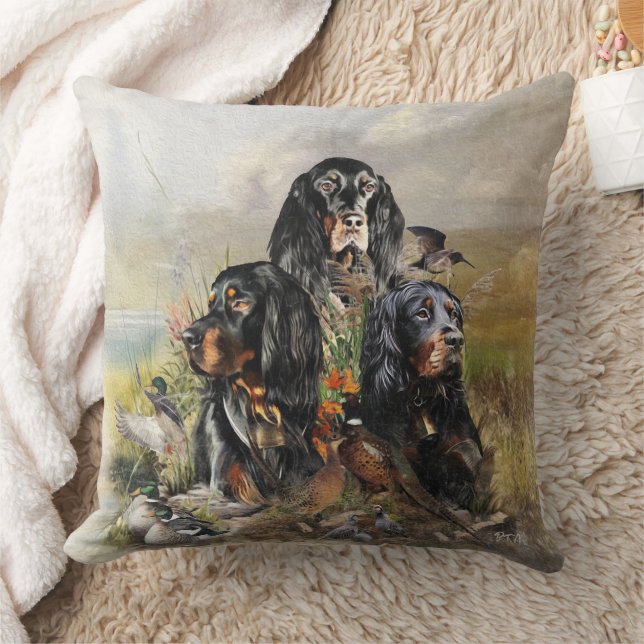 Gordon Setters , Passion for Birds , Art Cushion (Blanket)