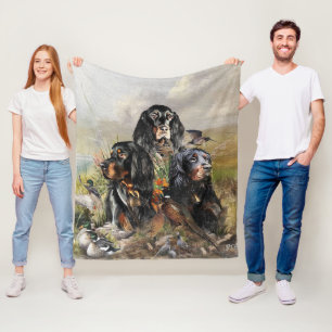 Gordon Setters , Passion for Birds , Art Fleece Blanket