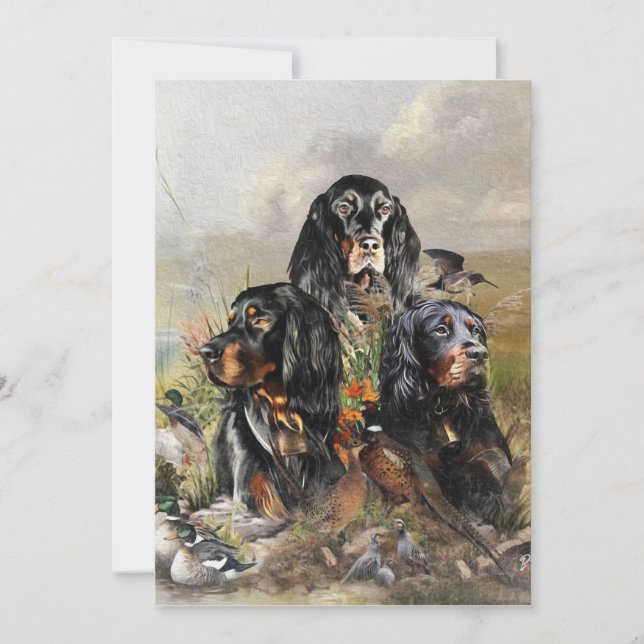 Gordon Setters , Passion for Birds , Art Invitation (Front)