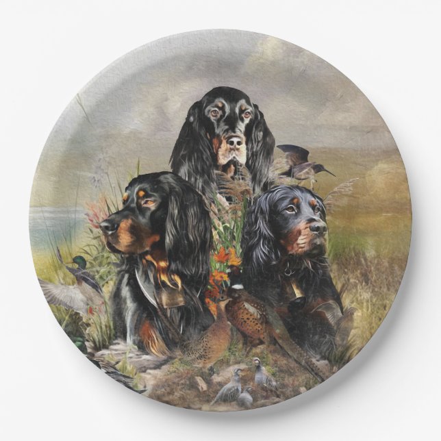 Gordon Setters , Passion for Birds , Art Paper Plate (Front)